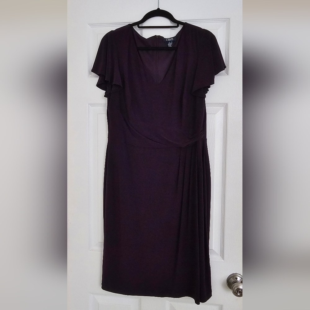 Chaps Purple V-Neck Asymmetrical Gown